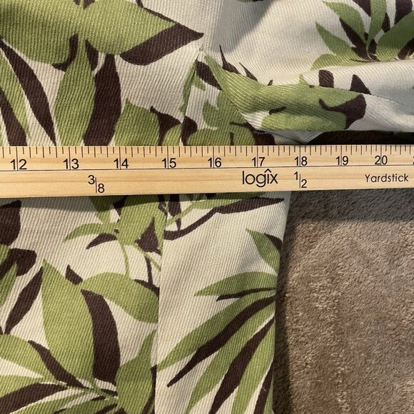 Charter Club Blazer Womens Size 6 Linen Jacket Green Leaves Cream Four Button - Picture 4 of 4